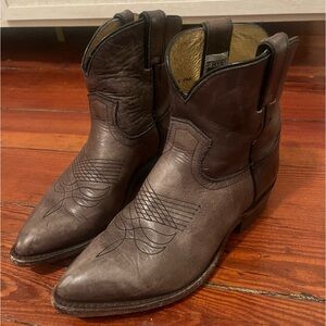 $379 Frye Billy Pull On Brown Real Leather Western Southern Cowboy Short Boot